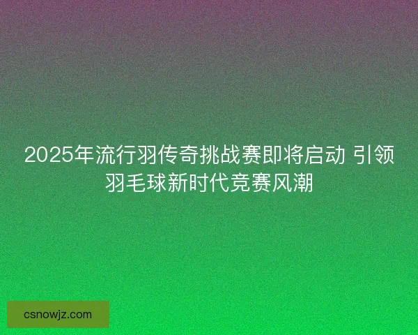 2025年流行羽传奇挑战赛即将启动 引领羽毛球新时代竞赛风潮 2025年流行羽传奇挑战赛即将启动 引领羽毛球新时代竞赛风潮