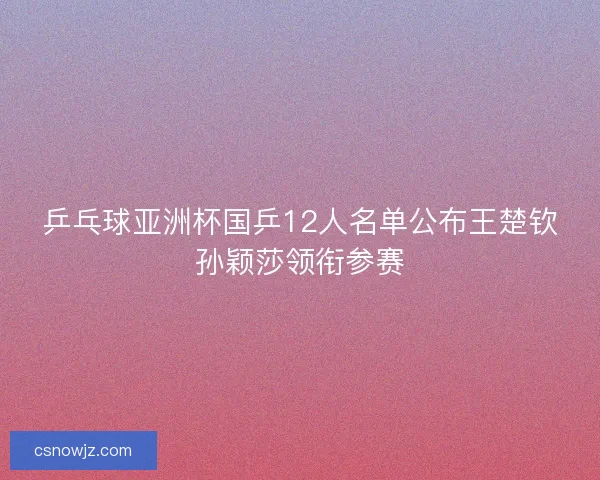 乒乓球亚洲杯国乒12人名单公布王楚钦孙颖莎领衔参赛