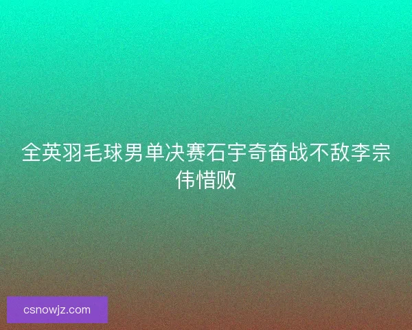 全英羽毛球男单决赛石宇奇奋战不敌李宗伟惜败