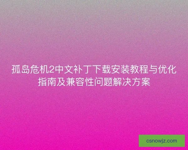 孤岛危机2中文补丁下载安装教程与优化指南及兼容性问题解决方案