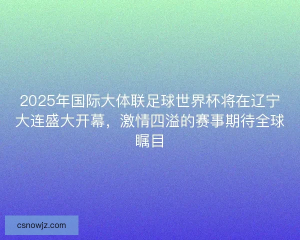 2025年国际大体联足球世界杯将在辽宁大连盛大开幕，激情四溢的赛事期待全球瞩目