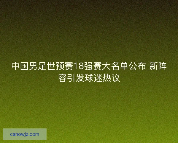 中国男足世预赛18强赛大名单公布 新阵容引发球迷热议