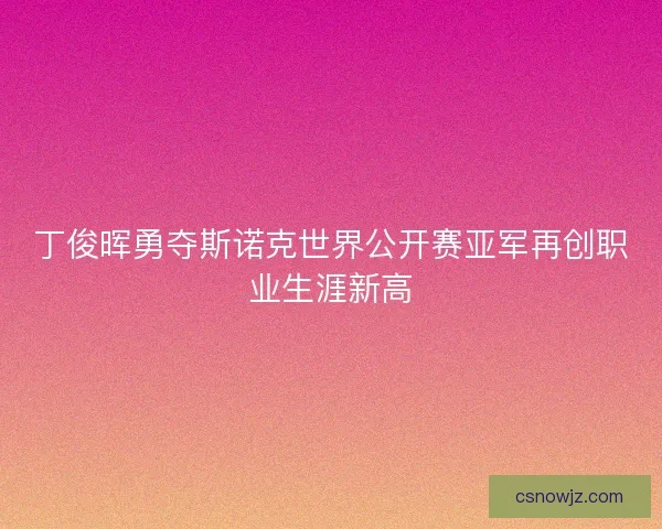 丁俊晖勇夺斯诺克世界公开赛亚军再创职业生涯新高