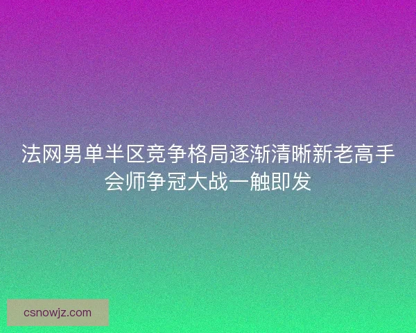 法网男单半区竞争格局逐渐清晰新老高手会师争冠大战一触即发 法网男单半区竞争格局逐渐清晰新老高手会师争冠大战一触即发